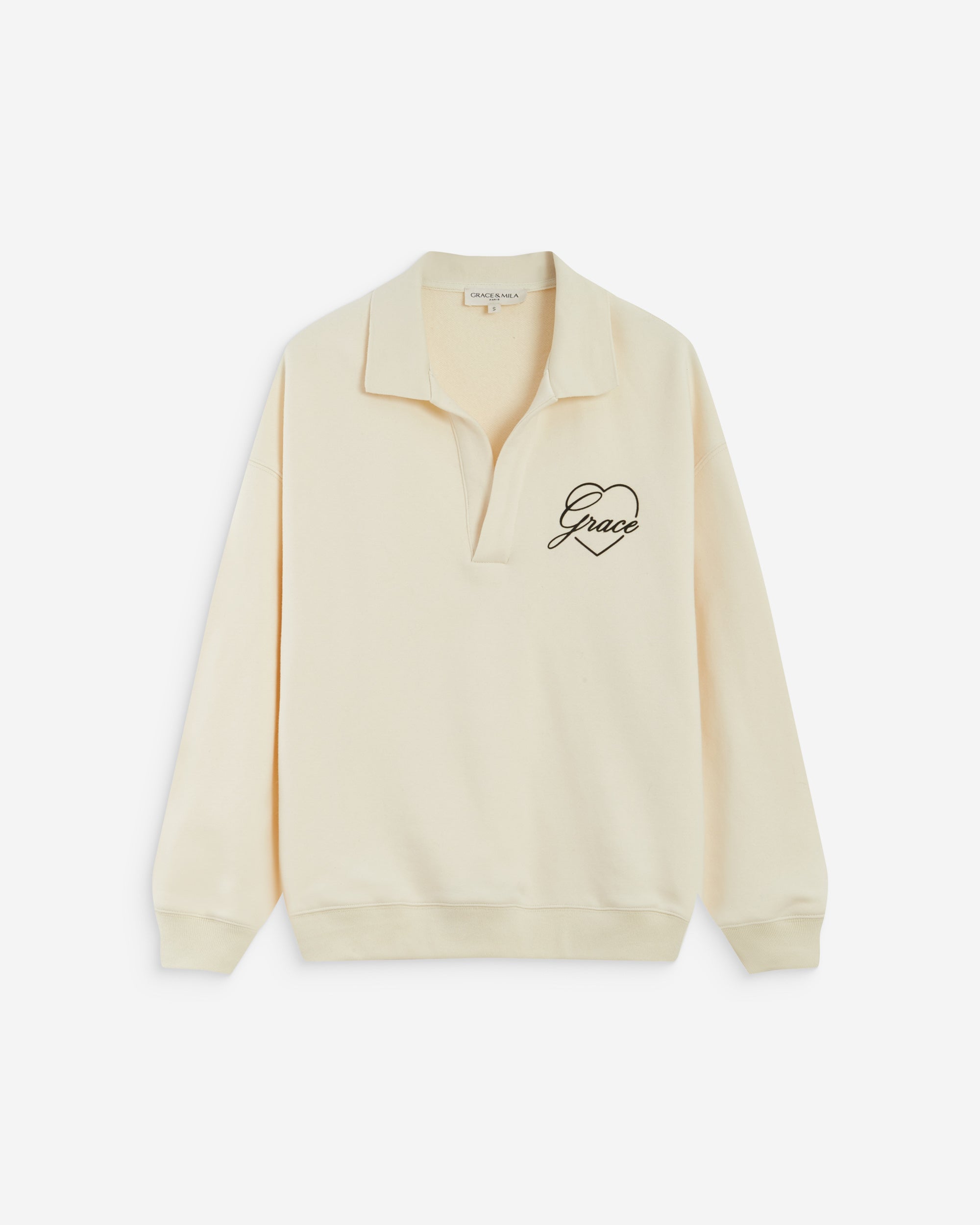 Oversized polo sweatshirt ecru Archibald
