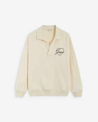 Oversized polo sweatshirt ecru Archibald
