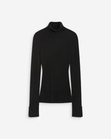 Pull col roulé ajusté en maille fine noir Alfred