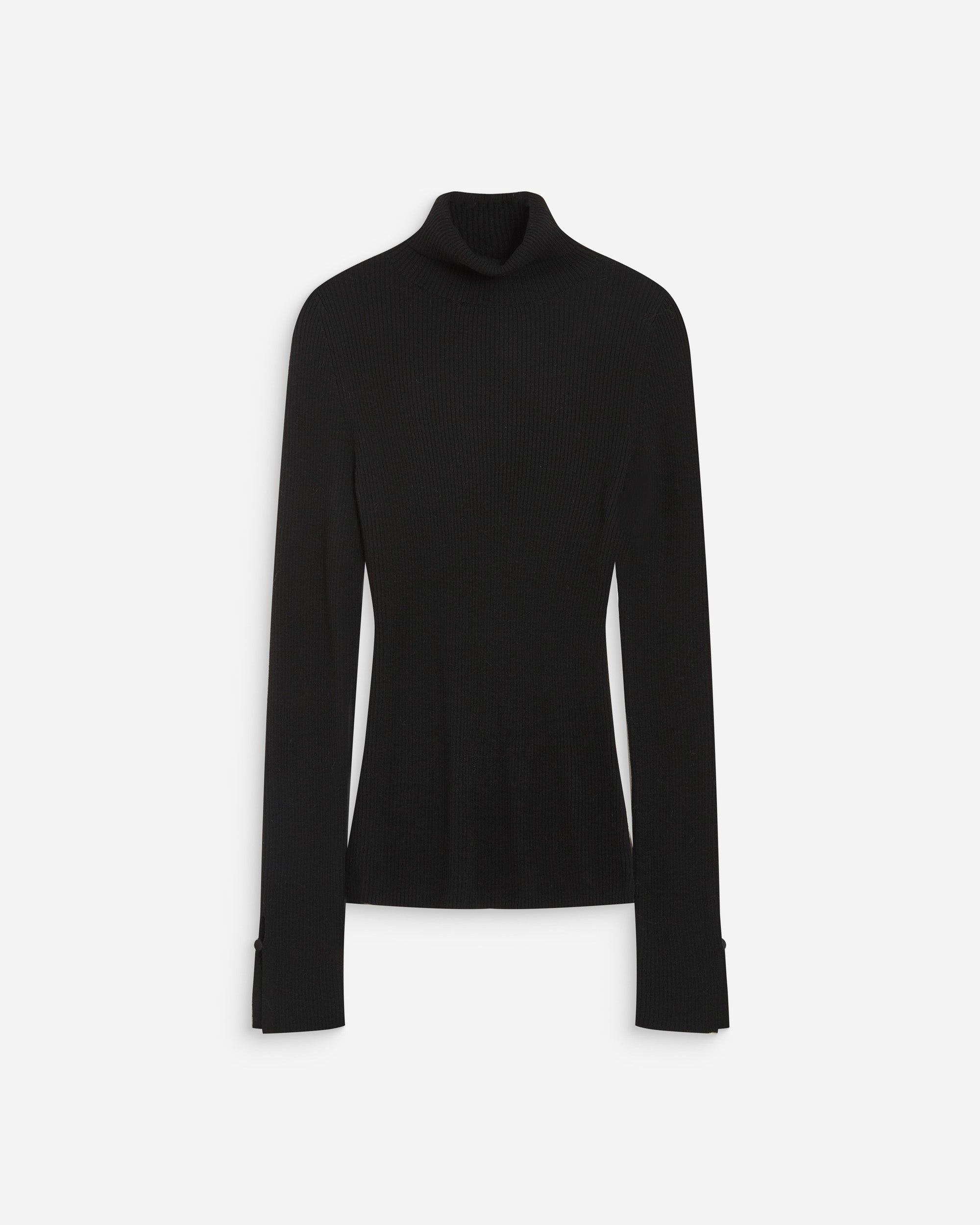 Pull col roulé ajusté en maille fine noir Alfred