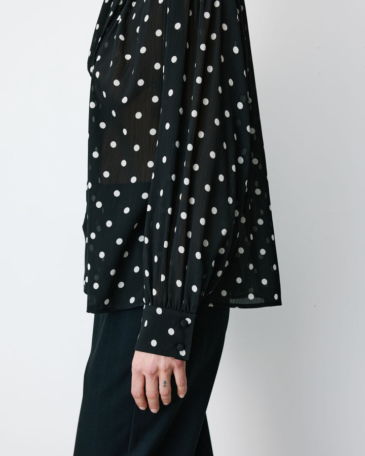 Blusa de manga larga con lazo pois Angelica