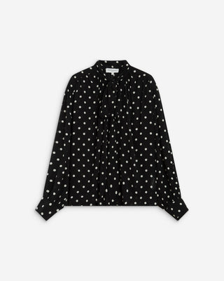Blusa de manga larga con lazo pois Angelica