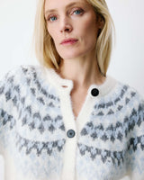 Cardigan en maille jacquard boutonné ivoire Alekio