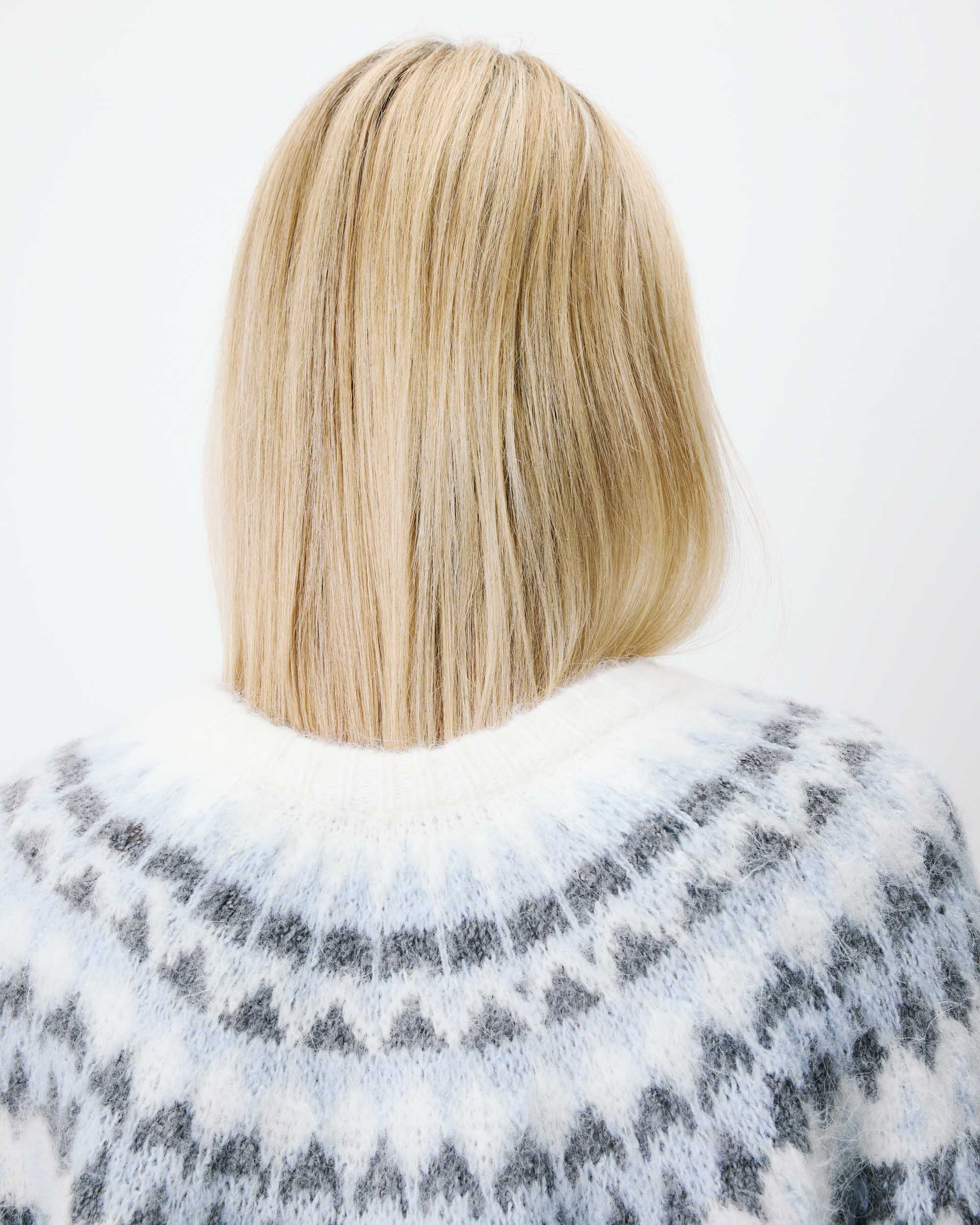 Cardigan en maille jacquard boutonné ivoire Alekio