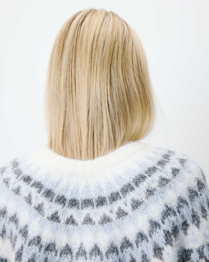 Cardigan en maille jacquard boutonné ivoire Alekio
