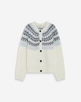 Cardigan en maille jacquard boutonné ivoire Alekio