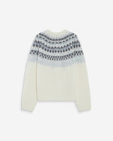 Cardigan en maille jacquard boutonné ivoire Alekio