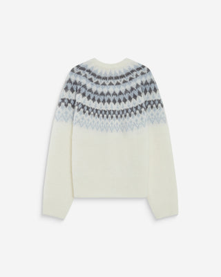 Cardigan en maille jacquard boutonné ivoire Alekio