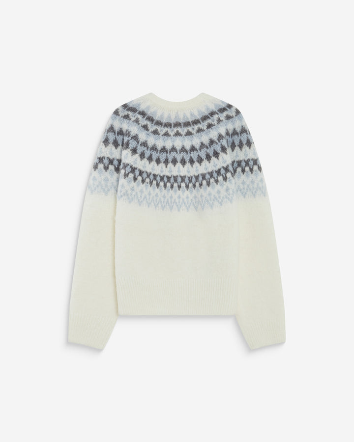 Cardigan en maille jacquard boutonné ivoire Alekio