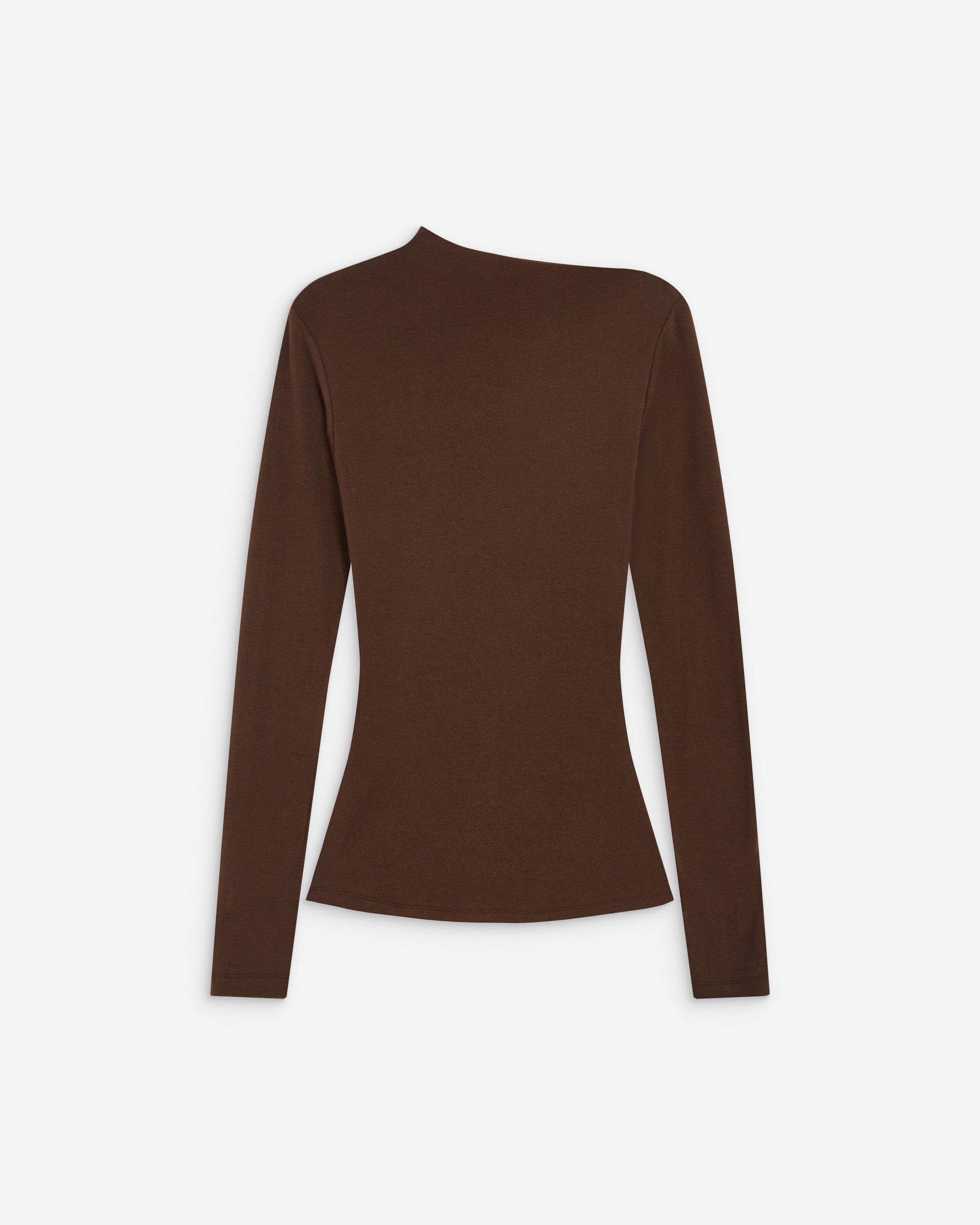 Top drapé asymétrique manches longues chocolat Aurygny
