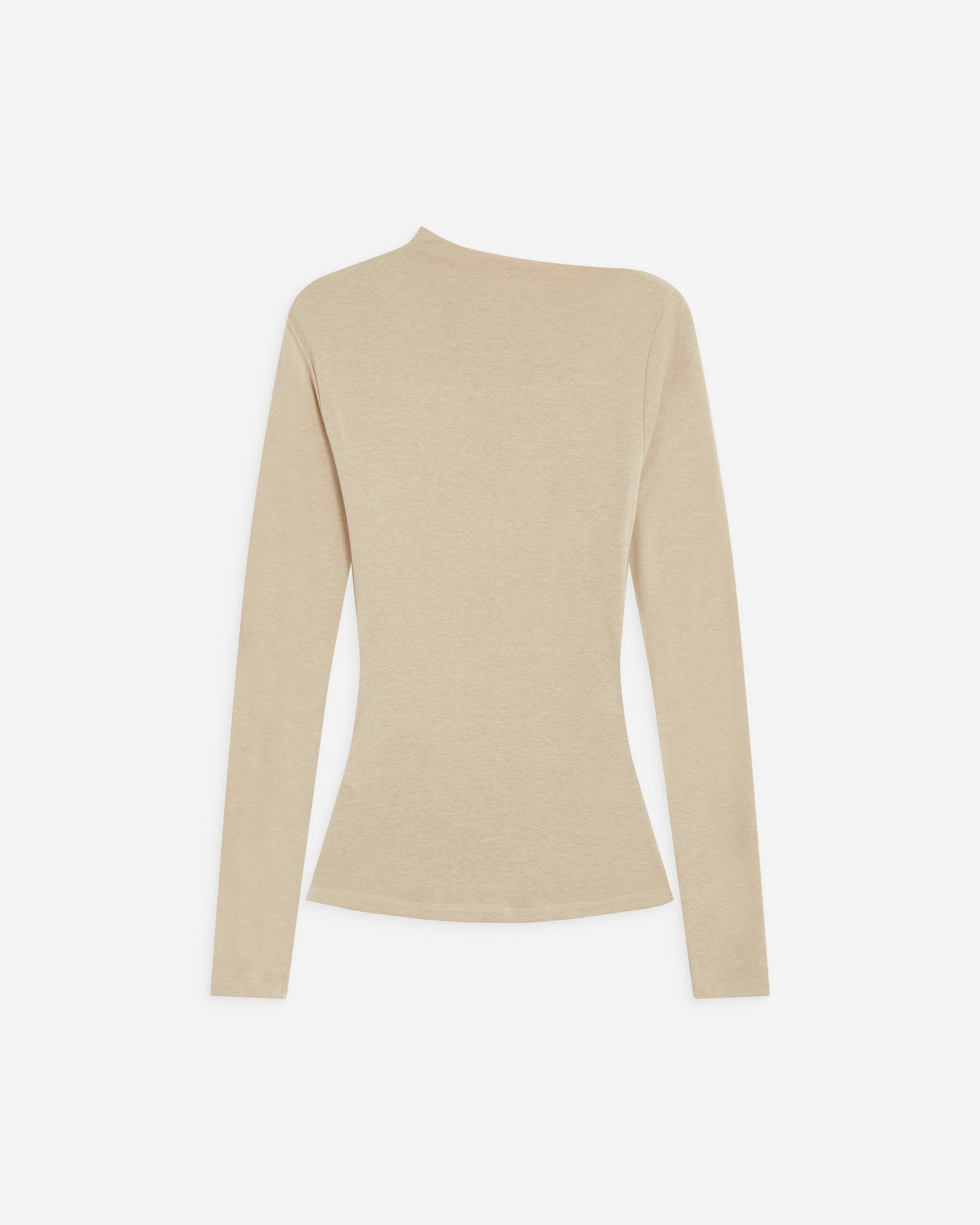 Top drapé asymétrique manches longues sable Aurygny