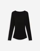 Top froncé col V croisé manches longues noir Azul