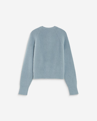 Cardigan doux col rond boutonné bleuet Aleron