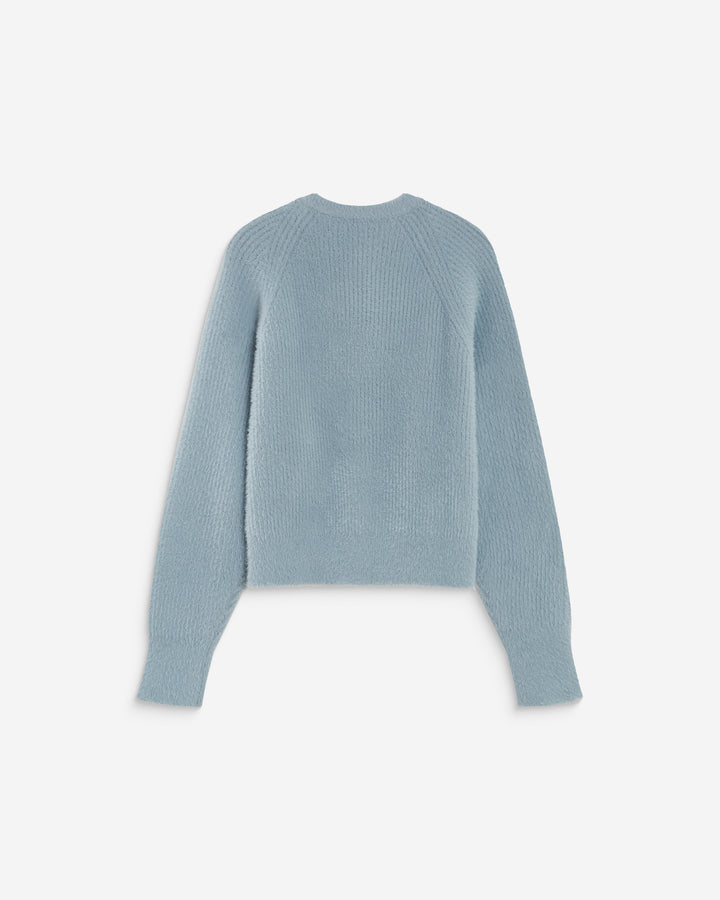 Cardigan doux col rond boutonné bleuet Aleron