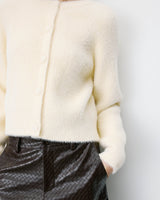 Cardigan doux col rond boutonné vanille Aleron