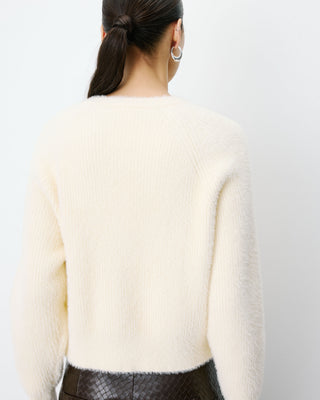 Cardigan doux col rond boutonné vanille Aleron