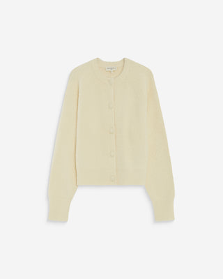 Cardigan doux col rond boutonné vanille Aleron