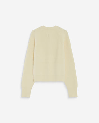 Cardigan doux col rond boutonné vanille Aleron