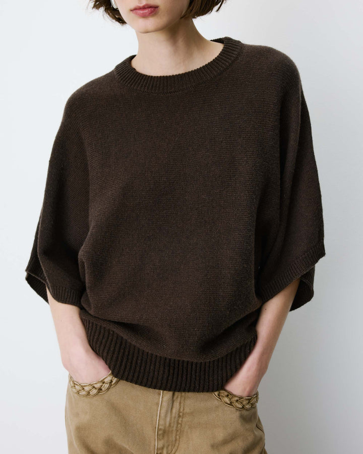 Kimono sleeve sweater chocolat Almus