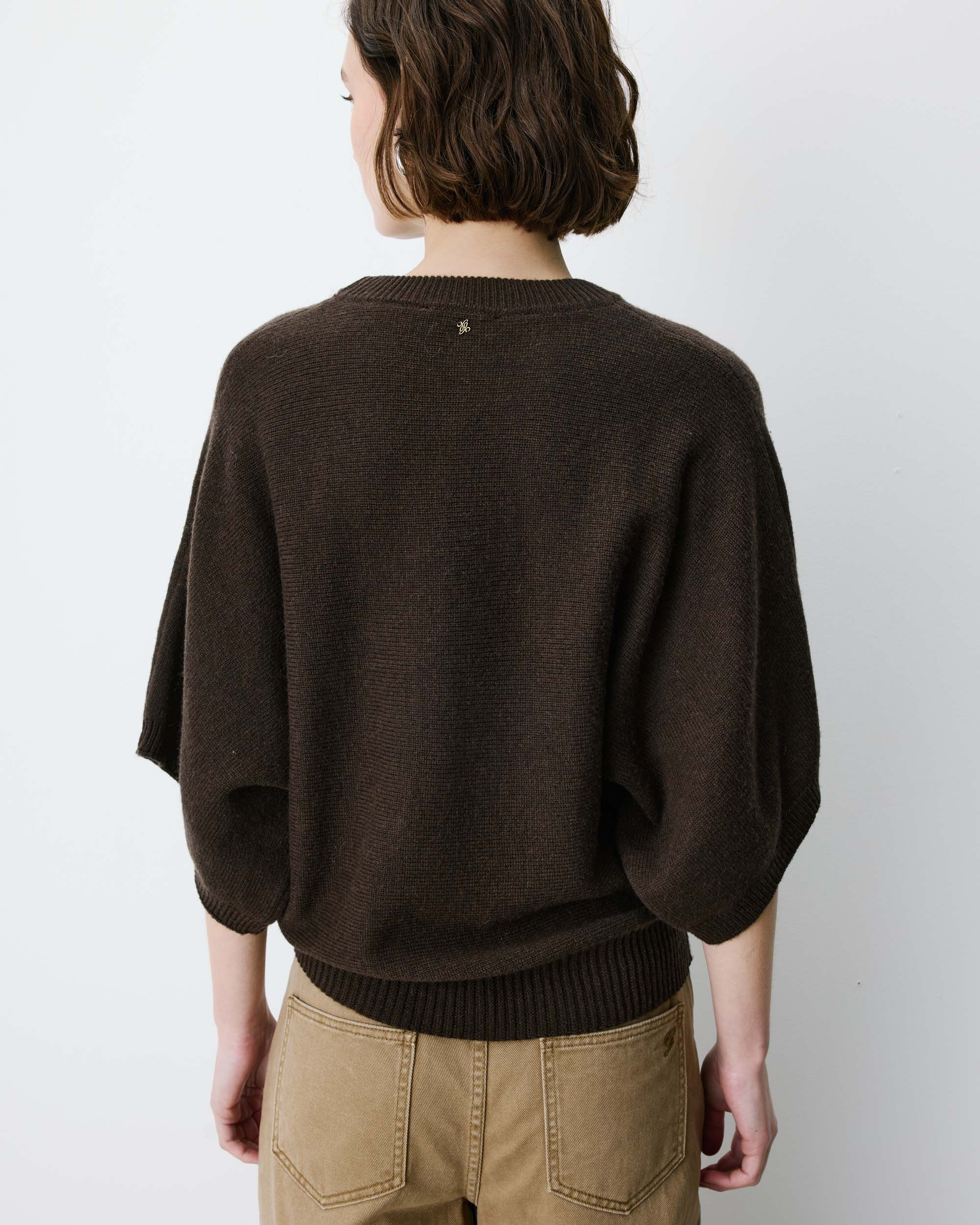 Kimono sleeve sweater chocolat Almus