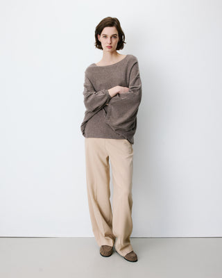Jersey poncho cuello barco taupe Adela