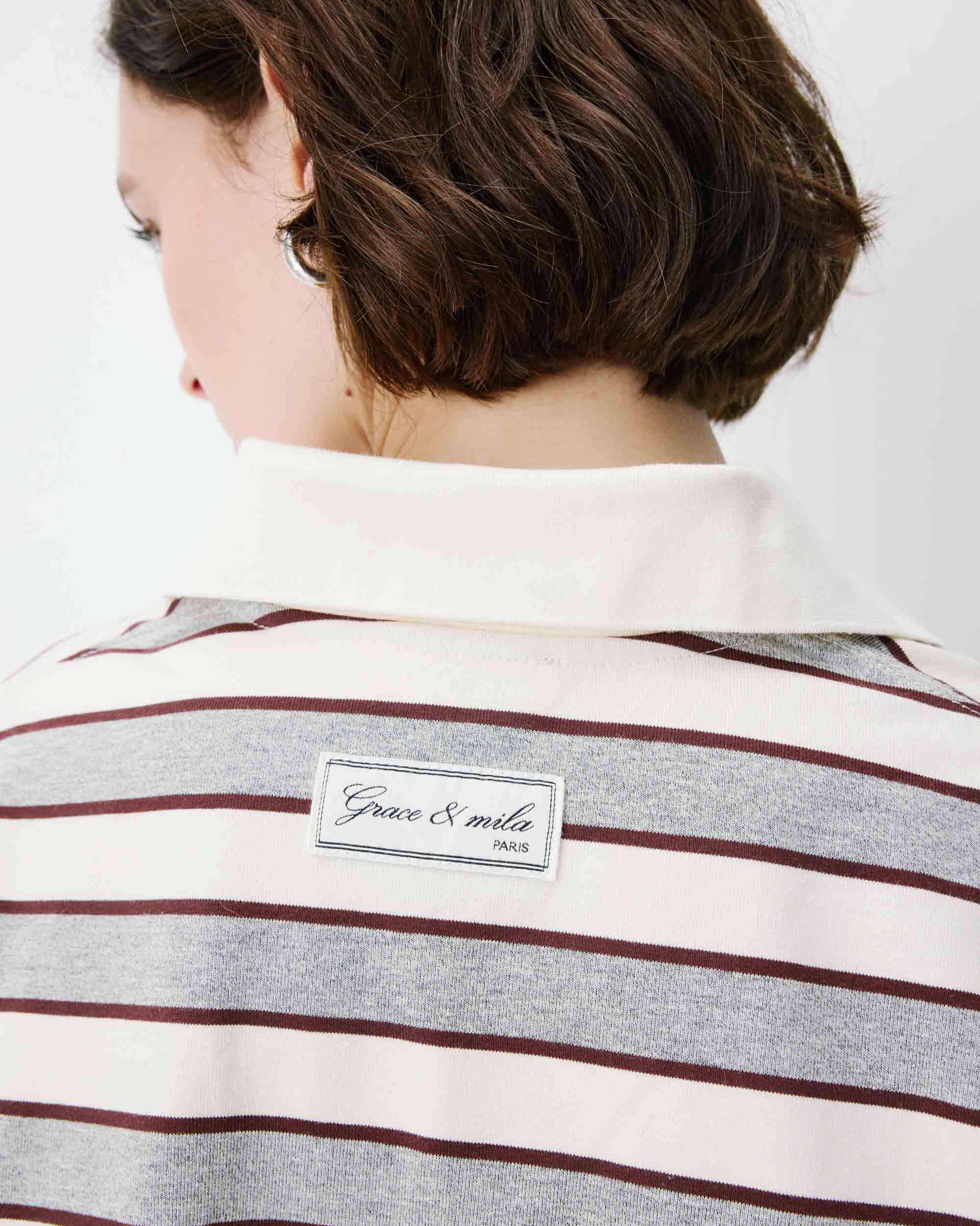 Polo oversize a rayas gris Aron