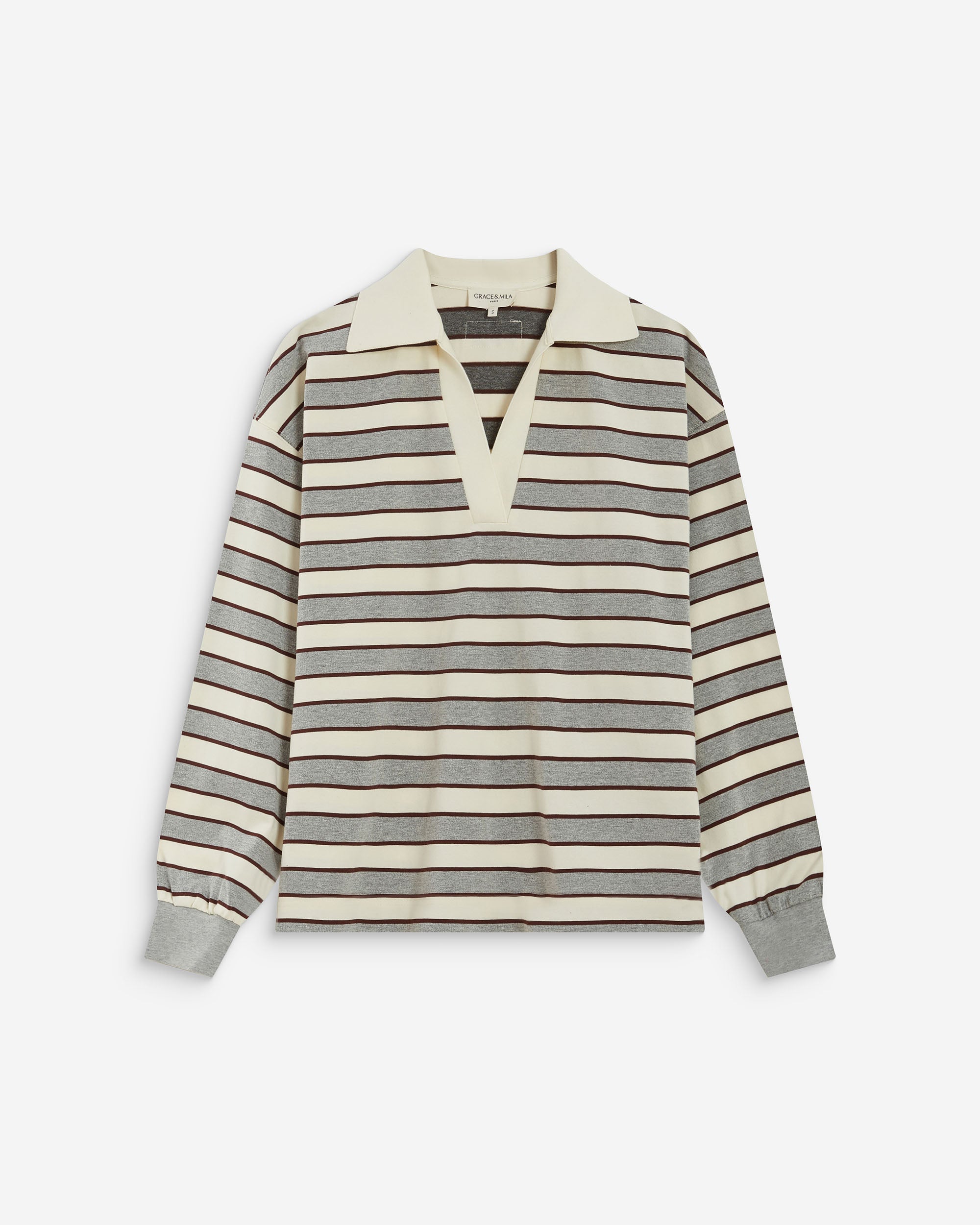 Polo oversize a rayas gris Aron