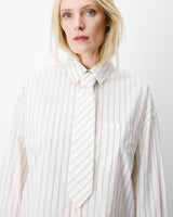 Camisa con corbata ecru Athena