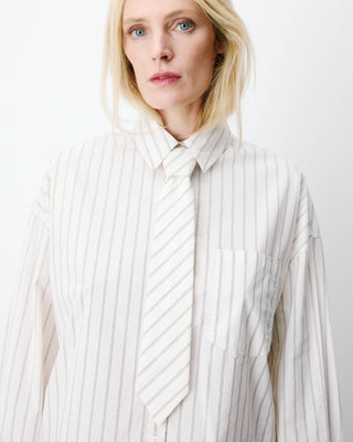 Camisa con corbata ecru Athena