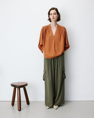 Blusa mangas abullonadas camel Auriane