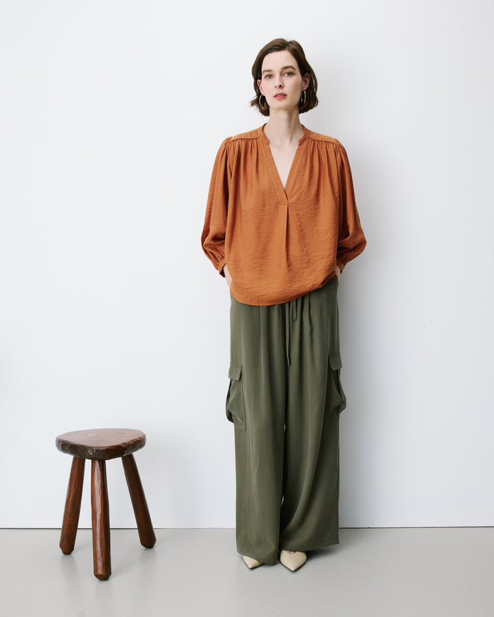 Blusa mangas abullonadas camel Auriane
