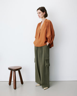 Blusa mangas abullonadas camel Auriane