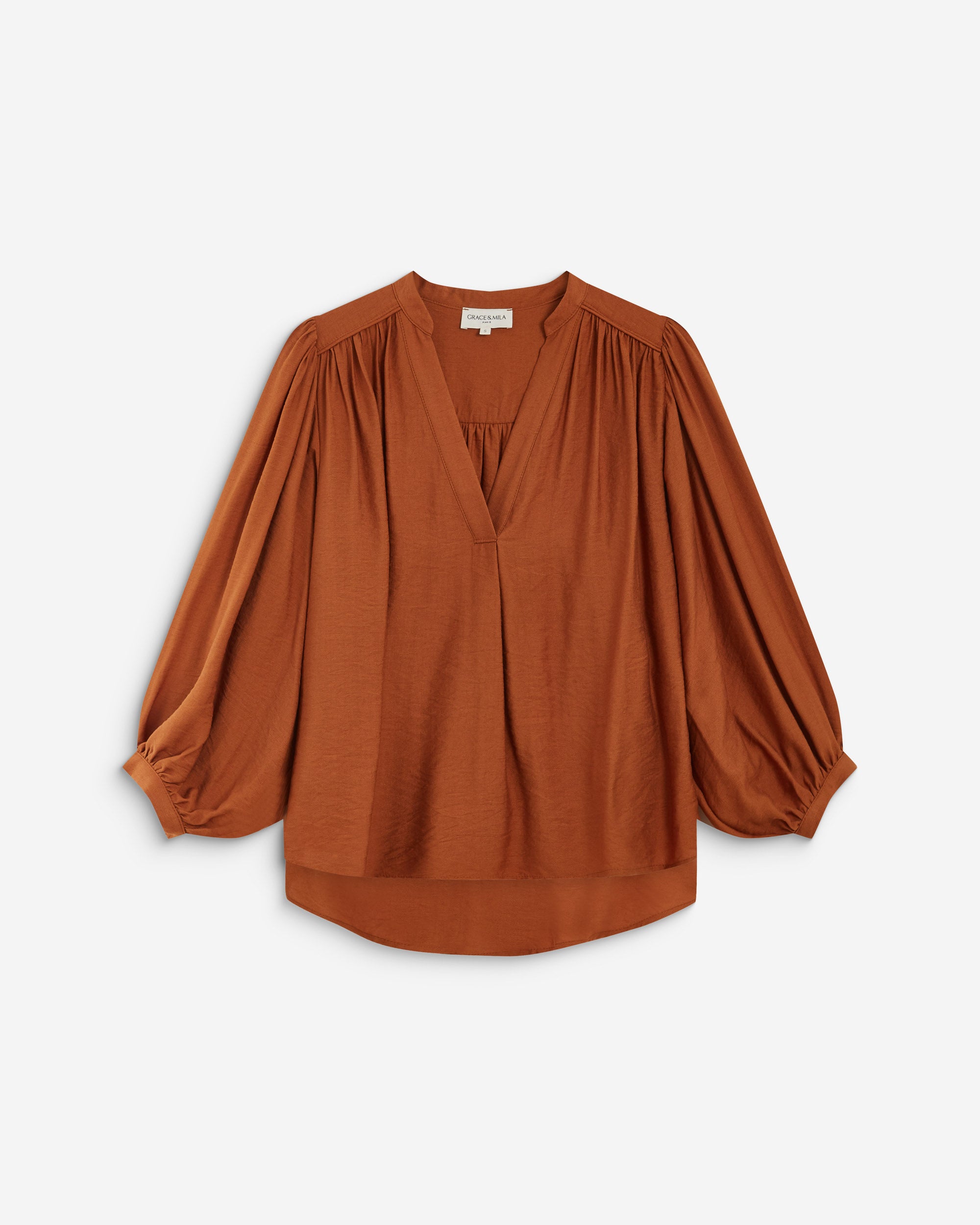 Blusa mangas abullonadas camel Auriane