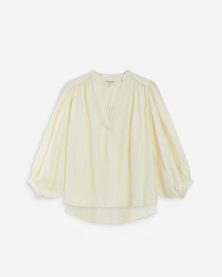 Blouse ample manches bouffantes 3/4 col V ecru Auriane