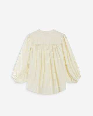 Blouse ample manches bouffantes 3/4 col V ecru Auriane