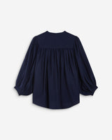 Blouse ample manches bouffantes 3/4 col V marine Auriane
