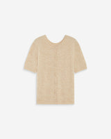Cardigan manches courtes col rond beige Akarios