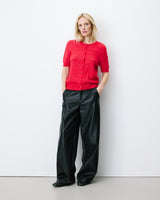 Cardigan manches courtes col rond rouge Akarios