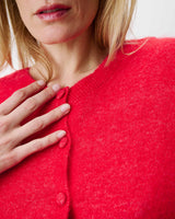 Cardigan manches courtes col rond rouge Akarios