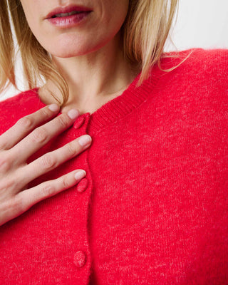 Cardigan manches courtes col rond rouge Akarios