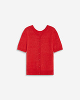 Cardigan manches courtes col rond rouge Akarios