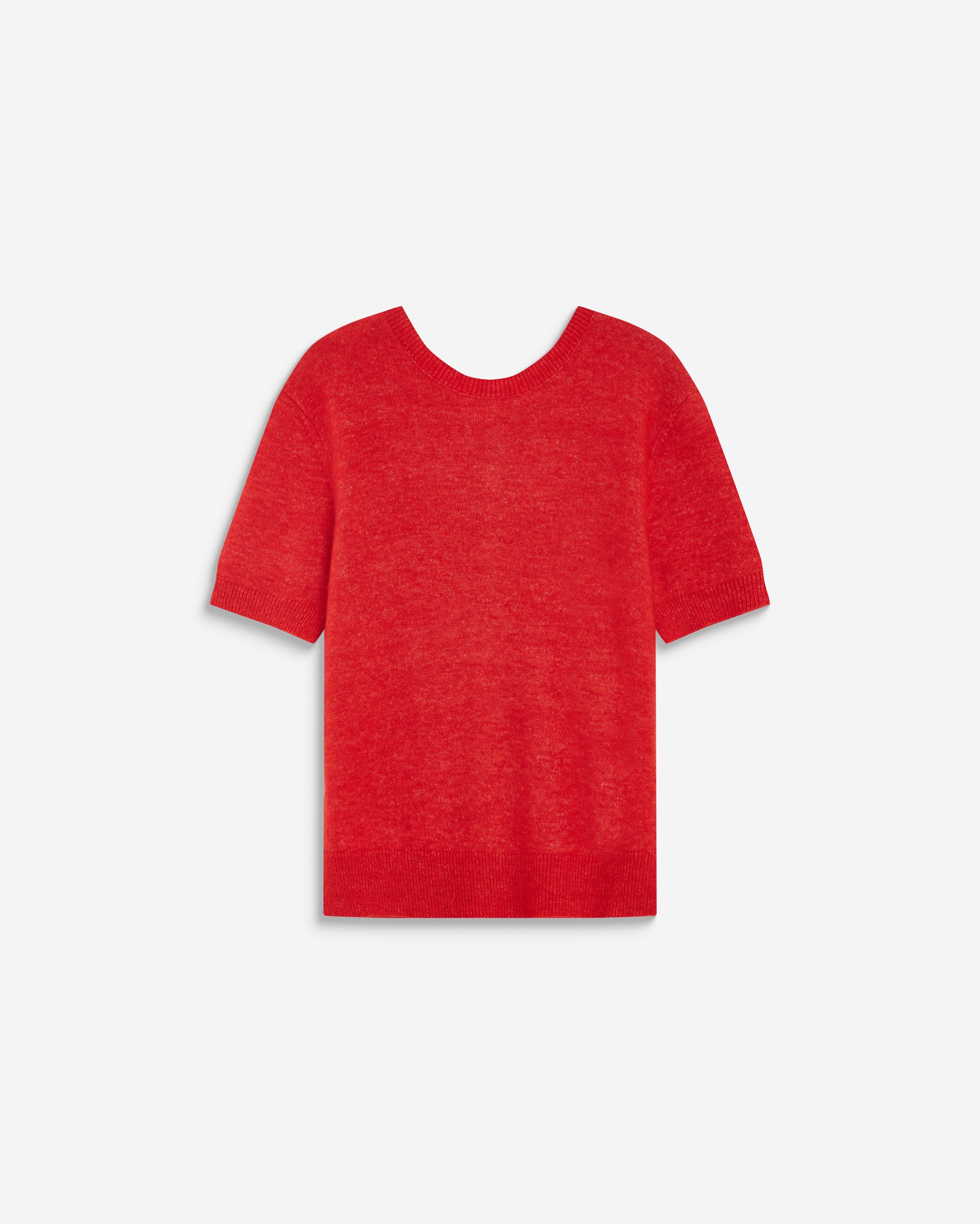 Cardigan manches courtes col rond rouge Akarios