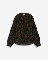 Blouse col V à imprimé géométrique kaki Ambrine