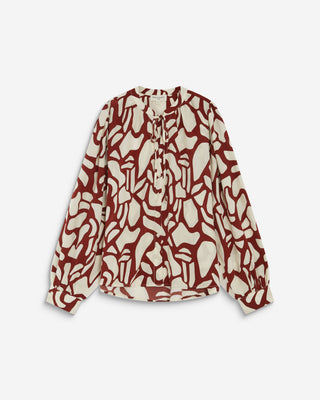 Blouse col V à imprimé géométrique terracotta Ambrine