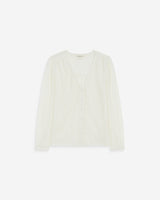 Blouse en dentelle col V manches longues ivoire Aurora