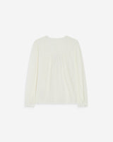 Blouse en dentelle col V manches longues ivoire Aurora