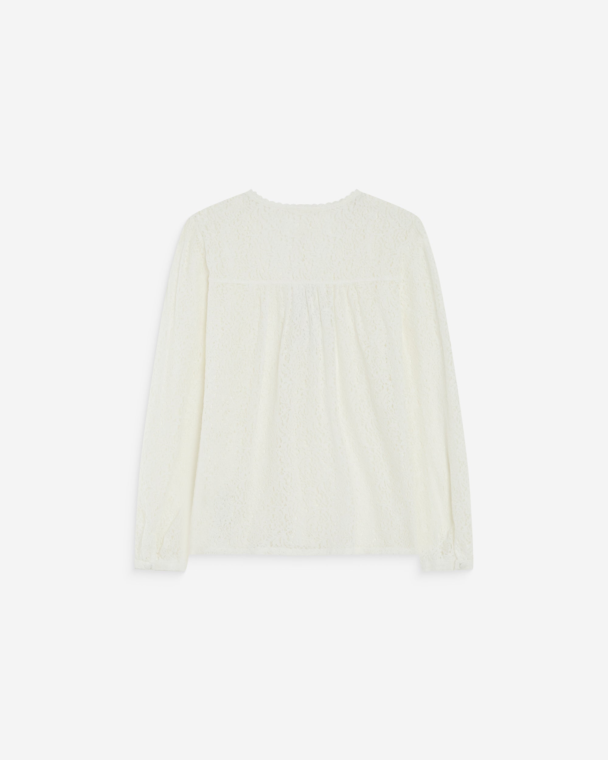 Blouse en dentelle col V manches longues ivoire Aurora