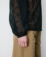 Blouse en dentelle col V manches longues noir Aurora