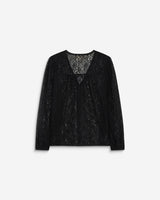 Blouse en dentelle col V manches longues noir Aurora