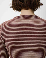 Top rayé taille froncée manches longues terracotta Aralee